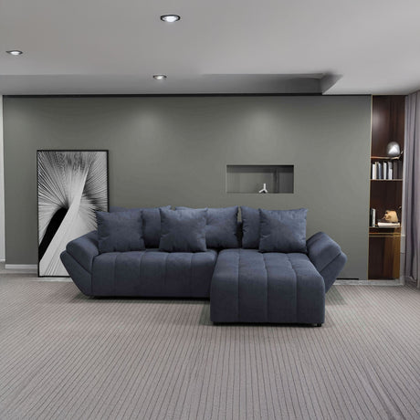 Colțar extensibil dumonde cu ladă de depozitare si sezut confortabil din spuma HR, Berlin Grey II 280x185 cm Fabrica