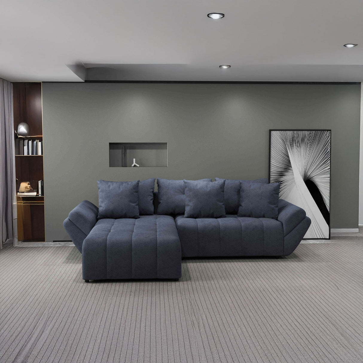 Colțar extensibil dumonde cu ladă de depozitare si sezut confortabil din spuma HR, Berlin Grey 280x185 cm Fabrica