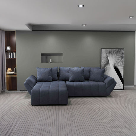 Colțar extensibil dumonde cu ladă de depozitare si sezut confortabil din spuma HR, Berlin Grey 280x185 cm Fabrica