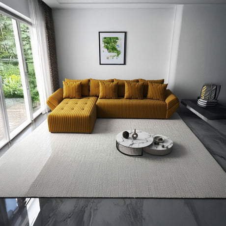 Colțar extensibil dumonde cu ladă de depozitare si sezut confortabil din spuma HR, Berlin XL Ambience Mustar 350x185 cm Fabrica
