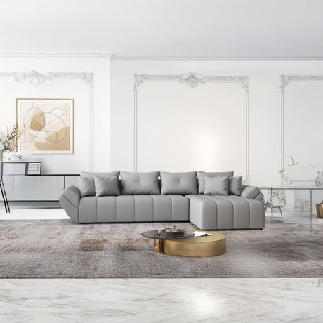Colțar extensibil dumonde cu ladă de depozitare si sezut confortabil din spuma HR, Berlin XL Enjoy Lux Grey 350x185 cm II Fabrica