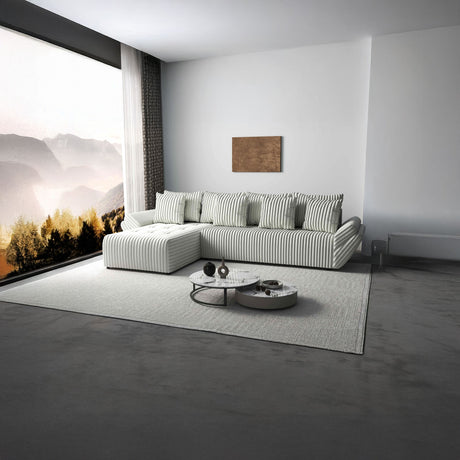 Colțar extensibil dumonde cu ladă de depozitare si sezut confortabil din spuma HR, Berlin XL Ambience Ivory 350x185 cm Fabrica