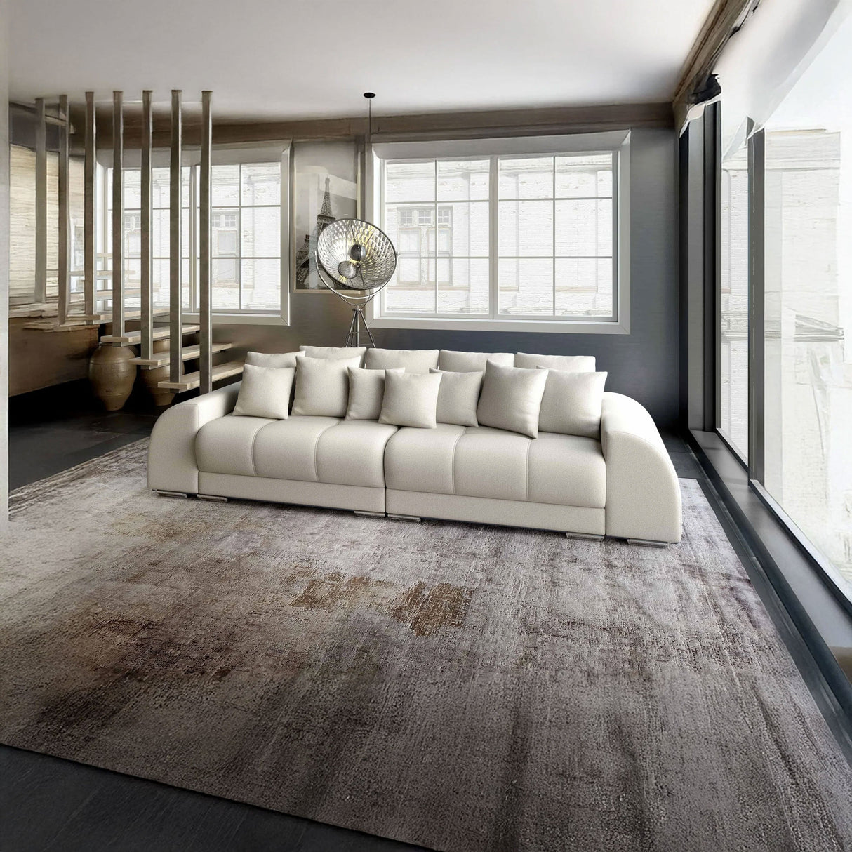 Canapea extensibilă dumonde cu 2 lăzi de depozitare si sezut confortabil din spuma HR, Big Sofa Verona Enjoy Lux Beige 310x100 cm Fabrica