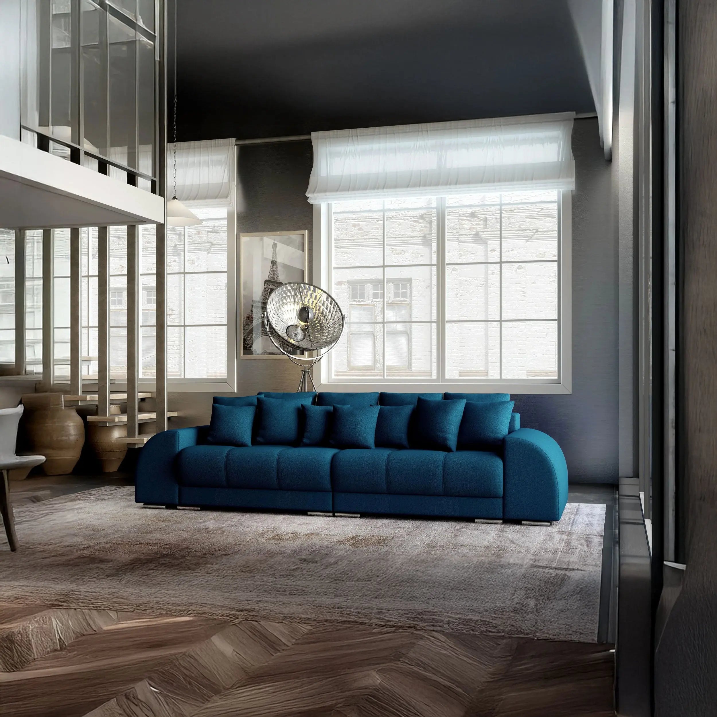 Canapea extensibilă dumonde cu 2 lăzi de depozitare si sezut confortabil din spuma HR, Big Sofa Verona Verde Petrol 310x100 cm Fabrica