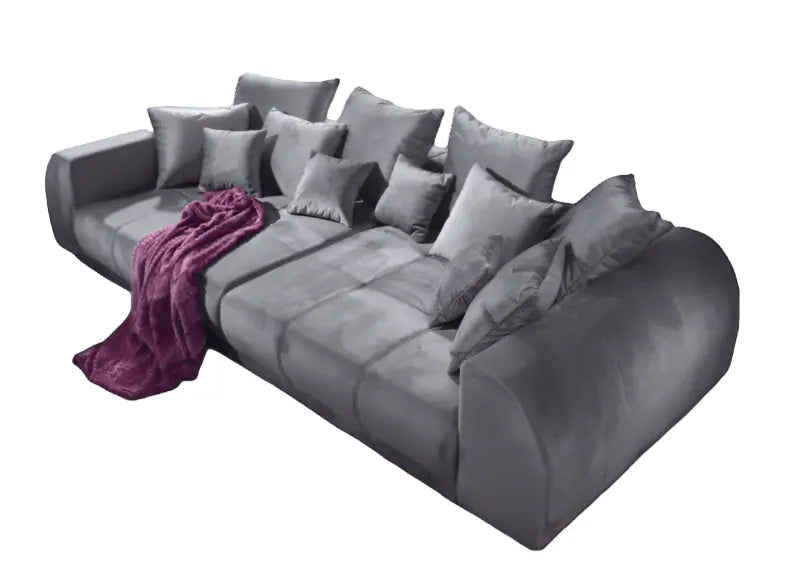 Canapea extensibilă dumonde cu 2 lăzi de depozitare si sezut confortabil din spuma HR, Verona Grey Velvet 310x100 cm