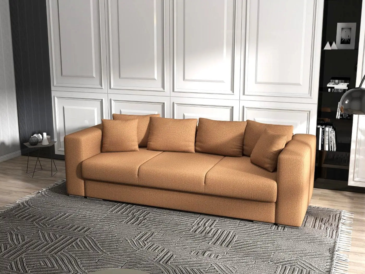 Canapea extensibilă dumonde cu ladă de depozitare si sezut confortabil din spuma HR, Gloria Orange 240x100 cm Fabrica