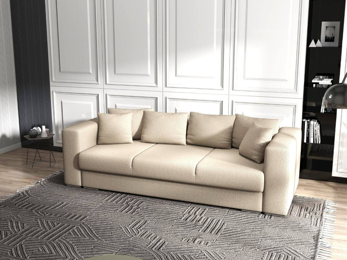 Canapea extensibilă dumonde cu ladă de depozitare si sezut confortabil din spuma HR, Gloria Bej II 240x100 cm Fabrica