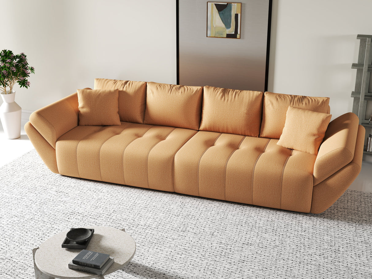 Canapea extensibilă dumonde cu ladă de depozitare si sezut confortabil din spuma HR, Berlin Portocaliu 300x100 cm Fabrica