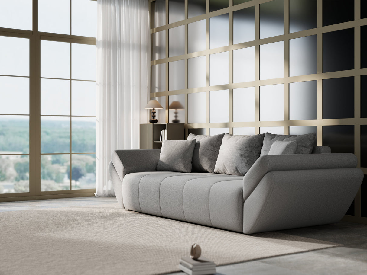 Canapea extensibilă dumonde cu ladă de depozitare si sezut confortabil din spuma HR, Berlin Grey 250x100 cm Fabrica