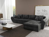 Colțar extensibil dumonde cu ladă de depozitare si sezut confortabil din spuma HR, Loana XL Euphoria Negru II 335x185 cm Fabrica