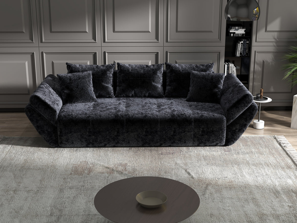 Canapea extensibilă dumonde cu ladă de depozitare si sezut confortabil din spuma HR, Euphoria Black 250x100 cm Fabrica
