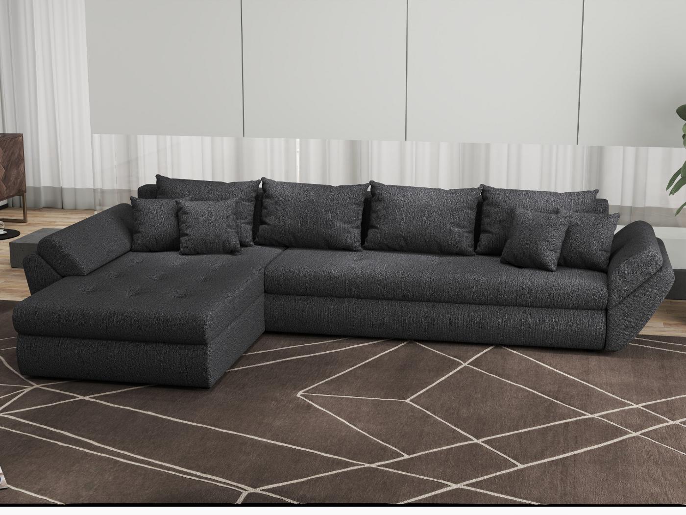 Colțar extensibil dumonde cu ladă de depozitare si sezut confortabil din spuma HR, Loana XL Enjoy Grafit 335x185 cm Fabrica
