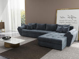 Colțar extensibil dumonde cu ladă de depozitare si sezut confortabil din spuma HR, Loana XL Euphoria Gri Grafit II 335x185 cm Fabrica