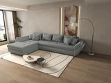 Colțar extensibil dumonde cu ladă de depozitare si sezut confortabil din spuma HR, Loana XL Zoom Gri 335x185 cm Fabrica