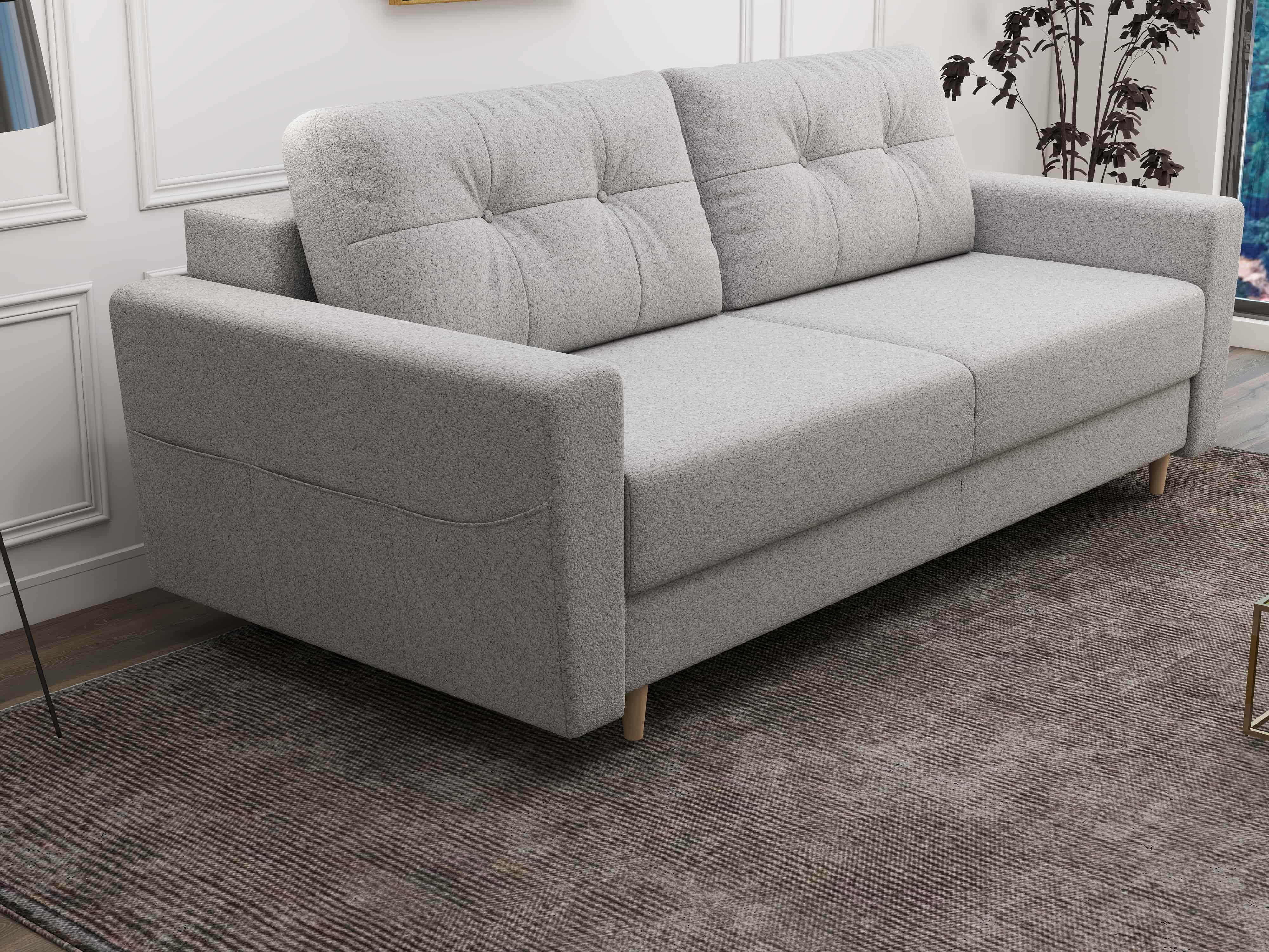 Canapea extensibilă dumonde cu ladă de depozitare si sezut confortabil din spuma HR, Summer Euphoria Gri 225x100 cm