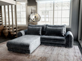 Colțar extensibil dumonde cu ladă de depozitare si sezut confortabil din spuma HR, Denver Euphoria Gri Grafit 275x185 cm Fabrica