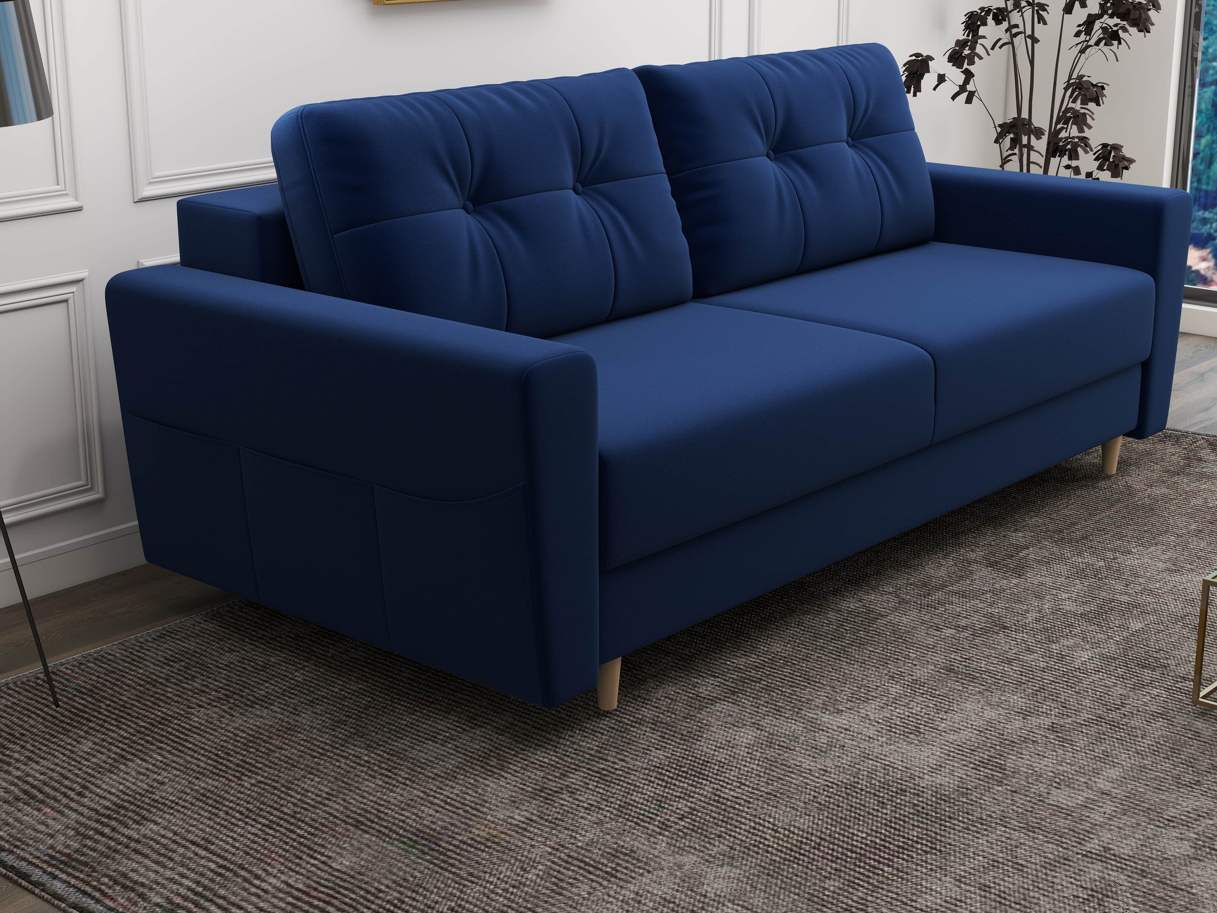 Canapea extensibilă dumonde cu ladă de depozitare si sezut confortabil din spuma HR, Summer Royal Albastru 225x100 cm