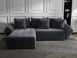 Colțar extensibil dumonde cu ladă de depozitare si sezut confortabil din spuma HR, Berlin Ambience Gri 280x185 cm Fabrica