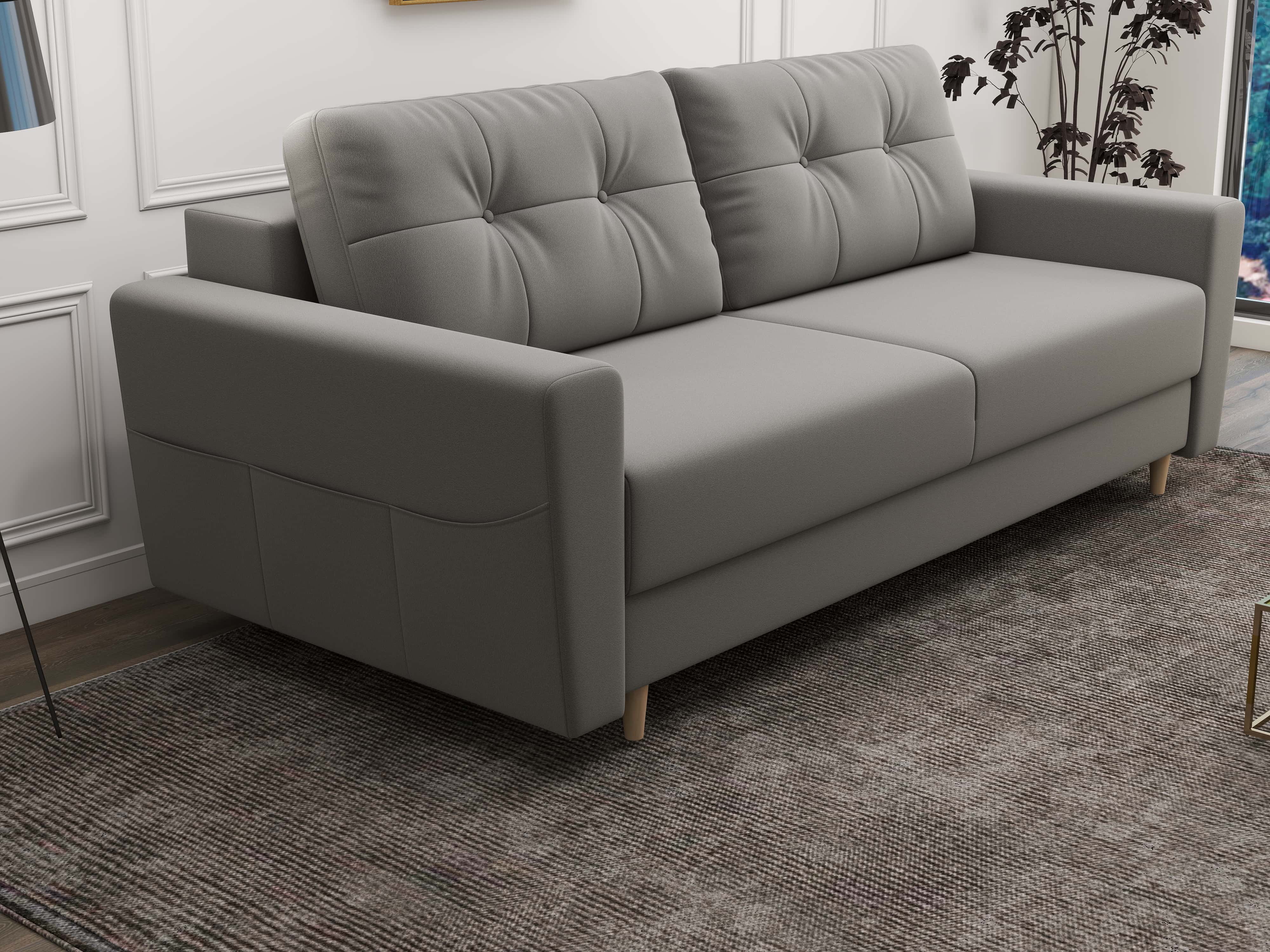 Canapea extensibilă dumonde cu ladă de depozitare si sezut confortabil din spuma HR, Summer Royal Gri 225x100 cm
