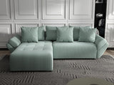 Colțar extensibil dumonde cu ladă de depozitare si sezut confortabil din spuma HR, Berlin Ambience Verde Mint 280x185 cm Fabrica