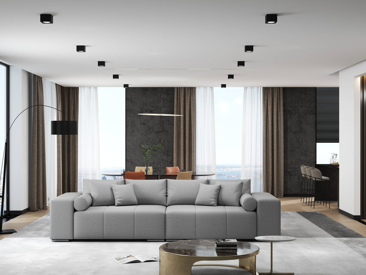 Canapea extensibilă dumonde cu ladă de depozitare si sezut confortabil din spuma HR, Marbela Enjoy Lux Grey XXL 295x100 cm fabrica