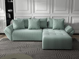 Colțar extensibil dumonde cu ladă de depozitare si sezut confortabil din spuma HR, Berlin Ambience Verde Mint 280x185 cm II Fabrica