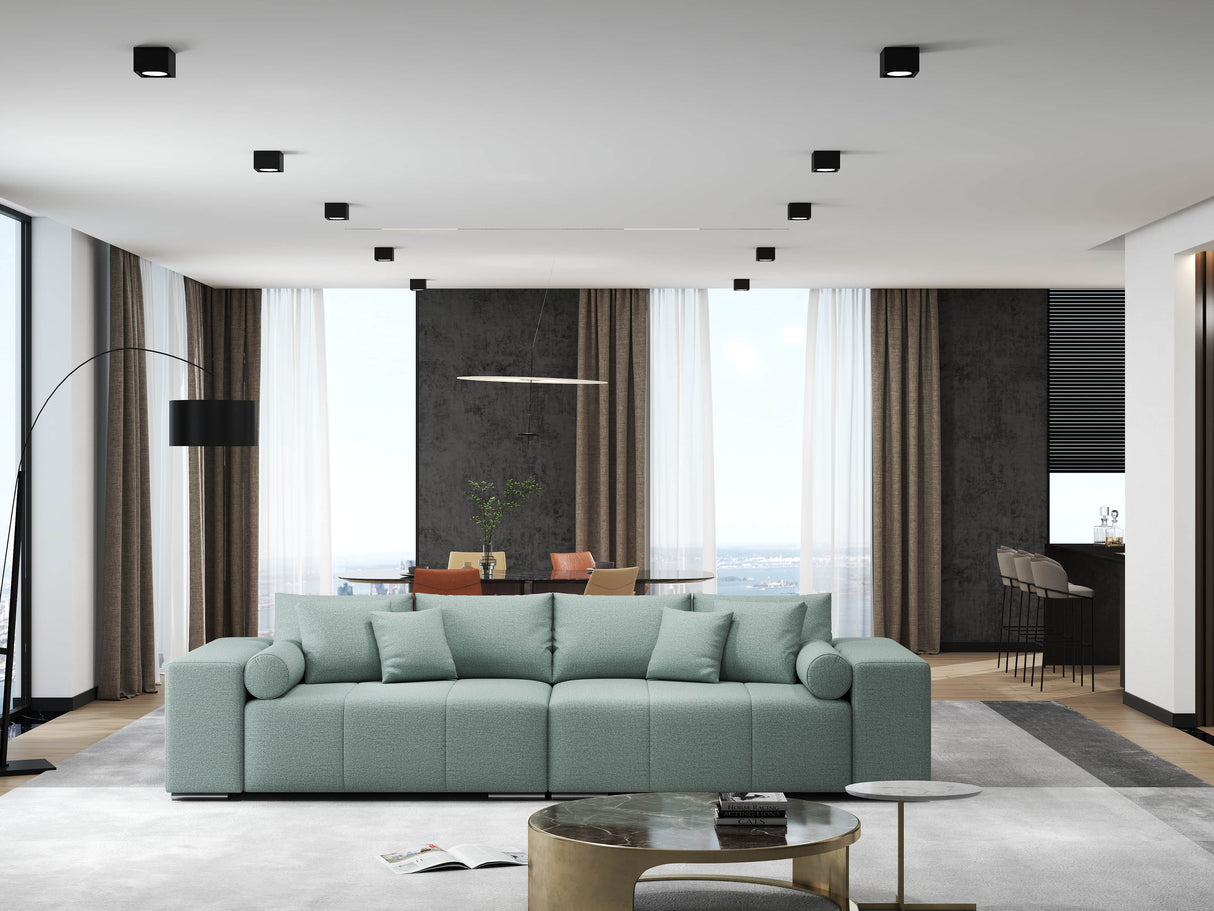 Canapea extensibilă dumonde cu ladă de depozitare si sezut confortabil din spuma HR, Marbela Enjoy Lux Mint XXL 295x100 cm fabrica
