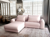 Colțar extensibil dumonde cu ladă de depozitare si sezut confortabil din spuma HR, Denver Enjoy Flamingo 275x185 cm Fabrica