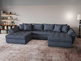 Colțar extensibil dumonde cu ladă de depozitare si sezut confortabil din spuma HR, Loana Grey U 355x185 cm Fabrica