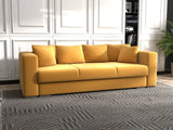 Canapea extensibilă dumonde cu ladă de depozitare si sezut confortabil din spuma HR, Gloria Muștar  240x100 cm Fabrica