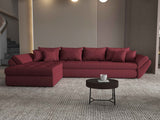 Colțar extensibil dumonde cu ladă de depozitare si sezut confortabil din spuma HR, Loana XL Enjoy Rosu 335x185 cm Fabrica