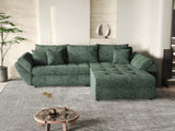 Colțar extensibil dumonde cu ladă de depozitare si sezut confortabil din spuma HR, Loana Verde Euphoria II 270x185 cm Fabrica