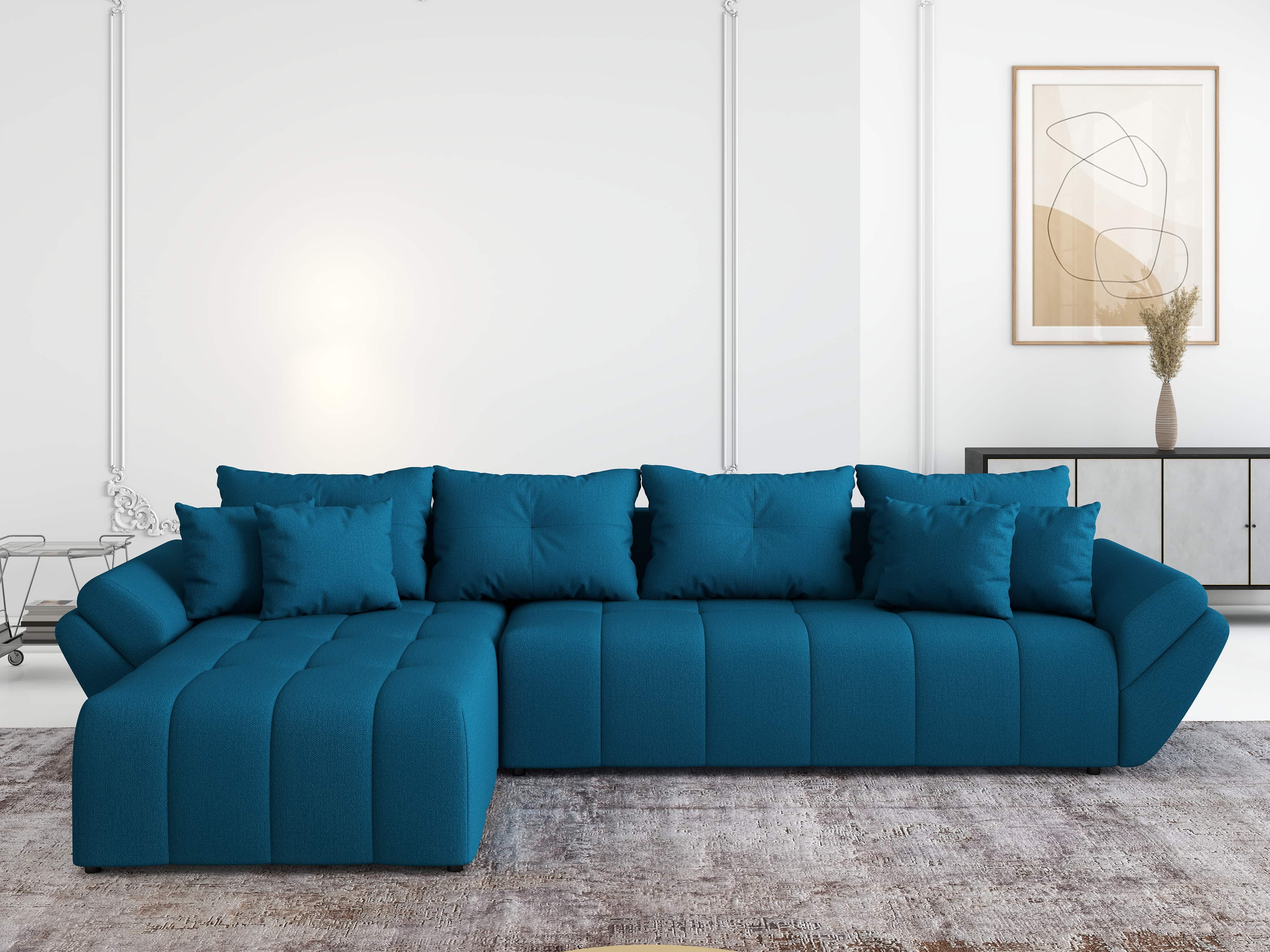 Colțar extensibil dumonde cu ladă de depozitare si sezut confortabil din spuma HR, Berlin XL Enjoy Verde Petrol 350x185 cm Fabrica