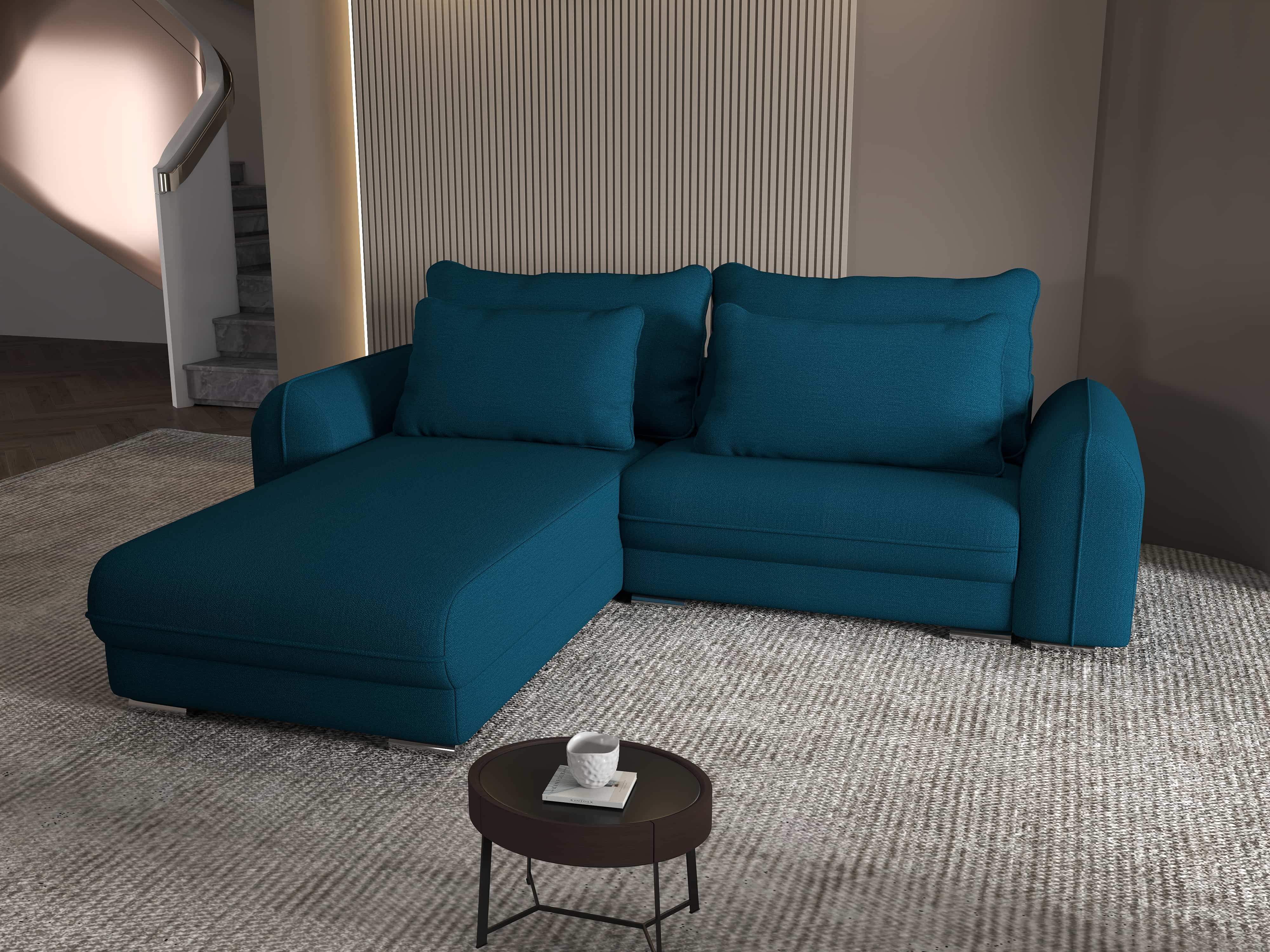 Colțar extensibil dumonde cu ladă de depozitare si sezut confortabil din spuma HR, Denver Enjoy Petrol 275x185 cm Fabrica