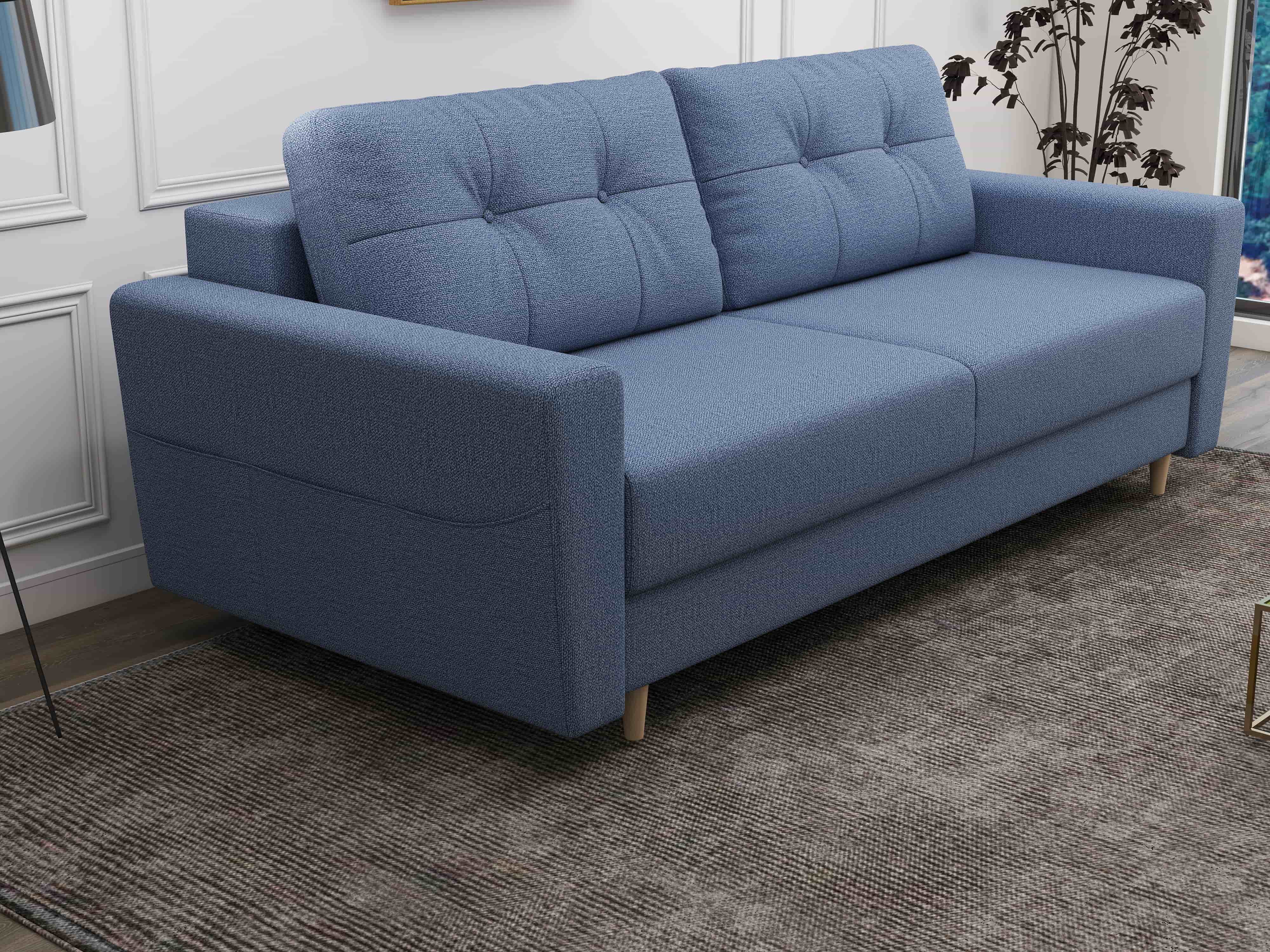 Canapea extensibilă dumonde cu ladă de depozitare si sezut confortabil din spuma HR, Summer Enjoy Albastru 225x100 cm
