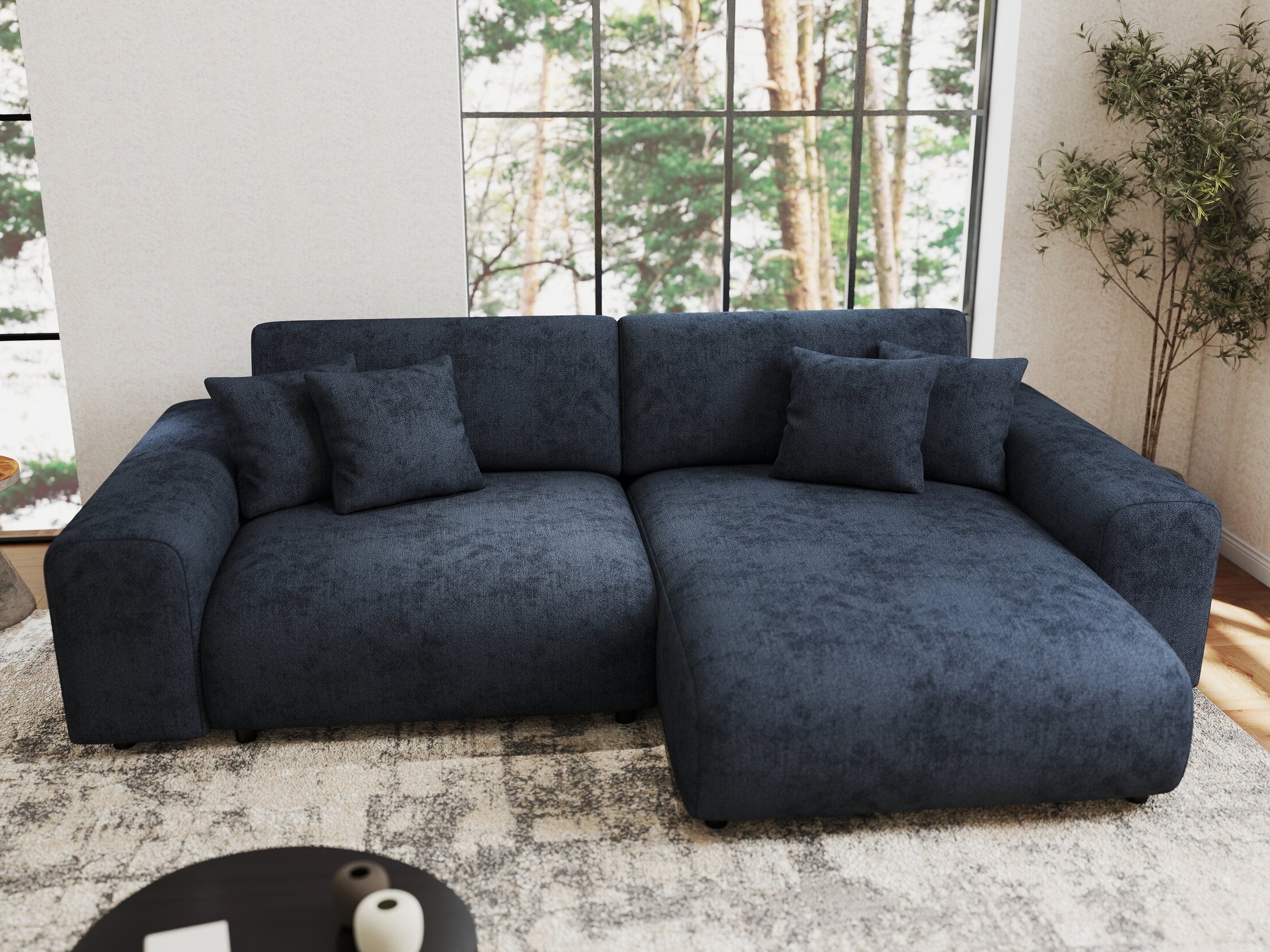 Colțar extensibil dumonde cu ladă de depozitare si sezut confortabil din spuma HR, Sarina Enjoy Antracit 255x168 cm II