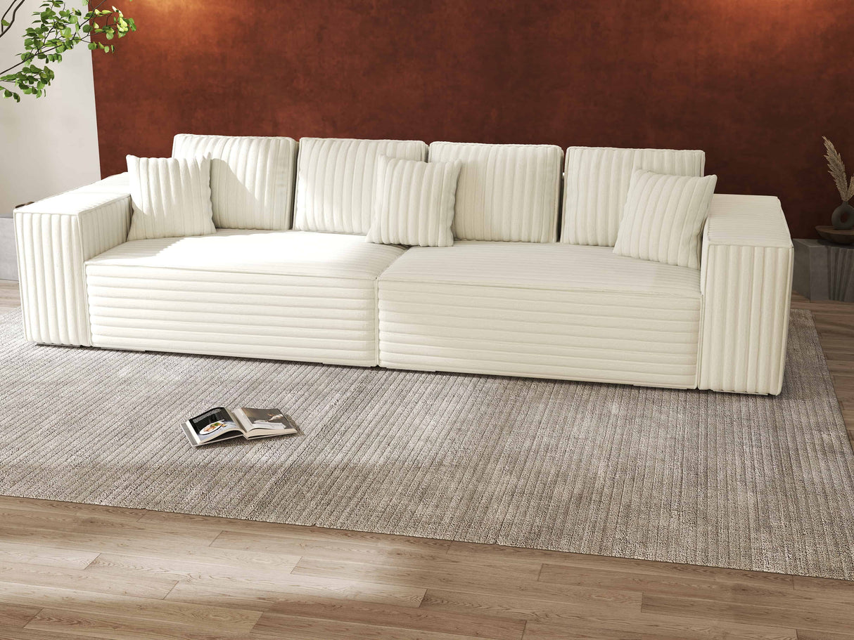 Canapea extensibilă dumonde cu ladă de depozitare si sezut confortabil din spuma HR, Dream Ambience Alb 310x100 cm Fabrica