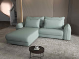 Colțar extensibil dumonde cu ladă de depozitare si sezut confortabil din spuma HR, Denver Enjoy Verde Mint 275x185 cm Fabrica