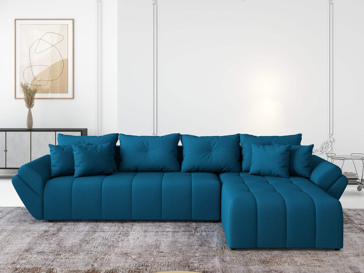 Colțar extensibil dumonde cu ladă de depozitare si sezut confortabil din spuma HR, Berlin XL Enjoy Verde Petrol 350x185 cm II Fabrica