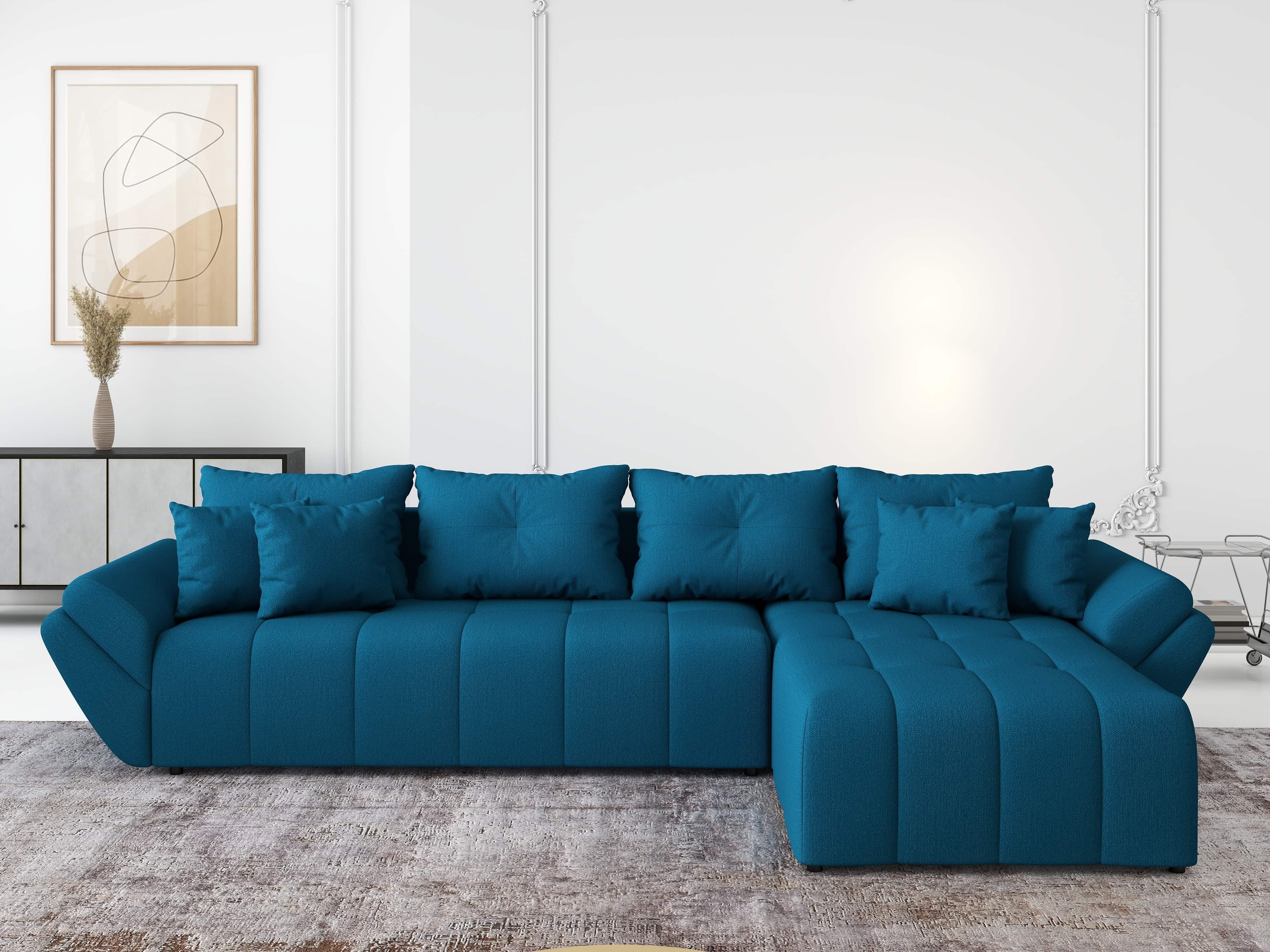 Colțar extensibil dumonde cu ladă de depozitare si sezut confortabil din spuma HR, Berlin XL Enjoy Petrol 350x185 cm II Fabrica