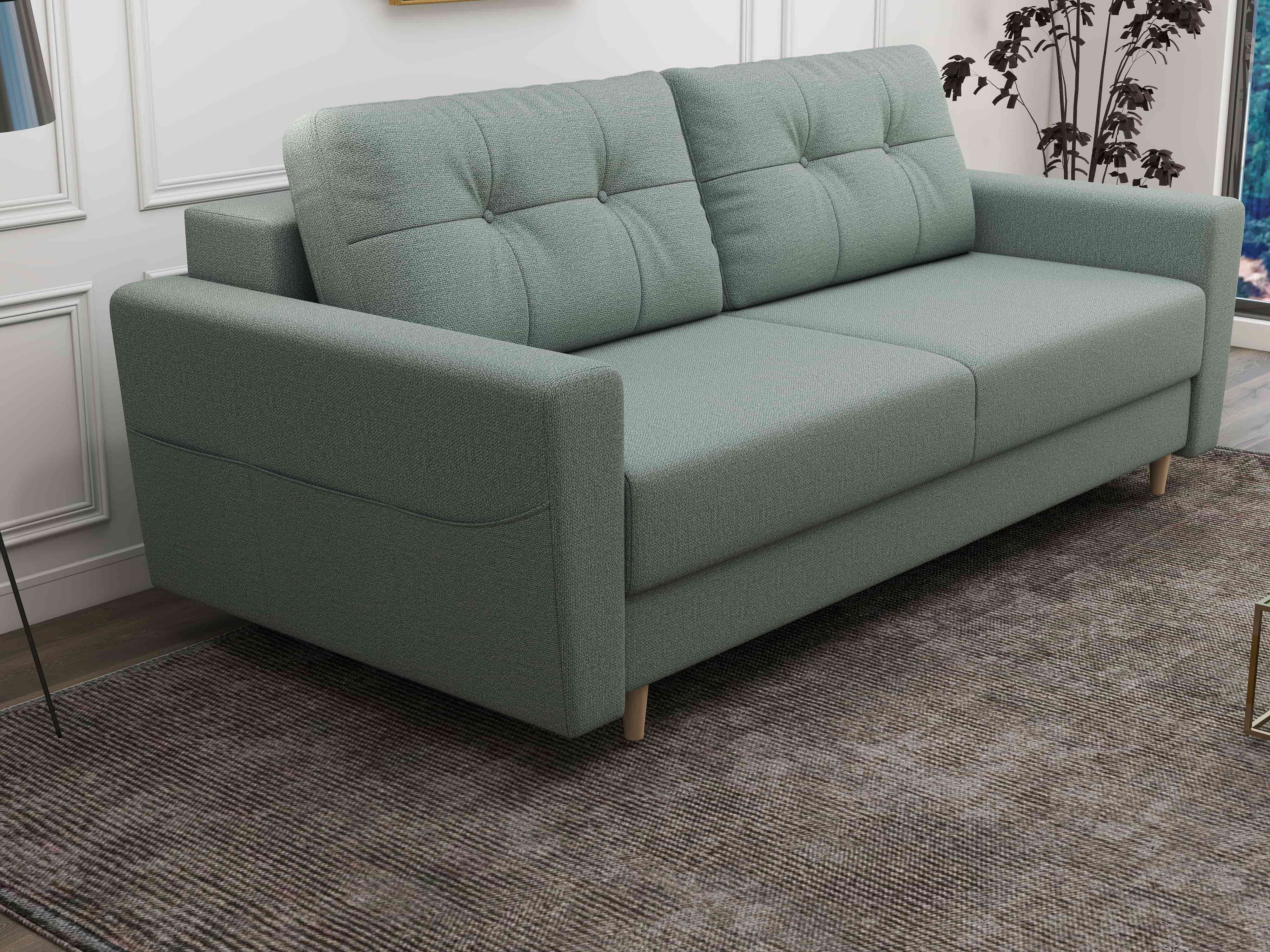 Canapea extensibilă dumonde cu ladă de depozitare si sezut confortabil din spuma HR, Summer Enjoy Verde Mint 225x100 cm