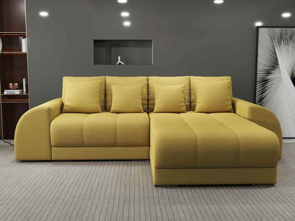 Colțar extensibil dumonde cu ladă de depozitare si sezut confortabil din spuma HR, Verona Enjoy Melon II 290x185 cm Fabrica