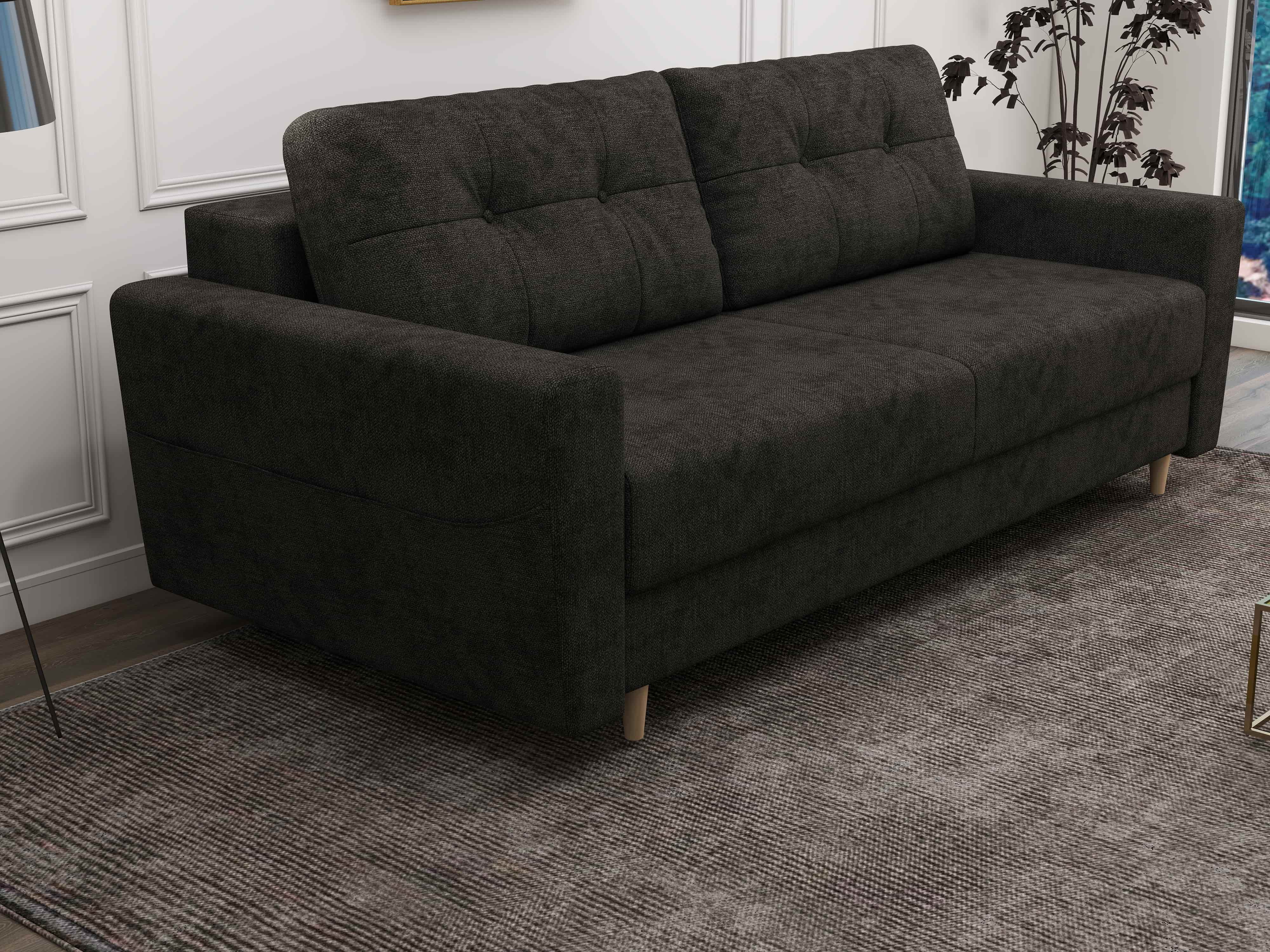 Canapea extensibilă dumonde cu ladă de depozitare si sezut confortabil din spuma HR, Summer Enjoy Negru 225x100 cm