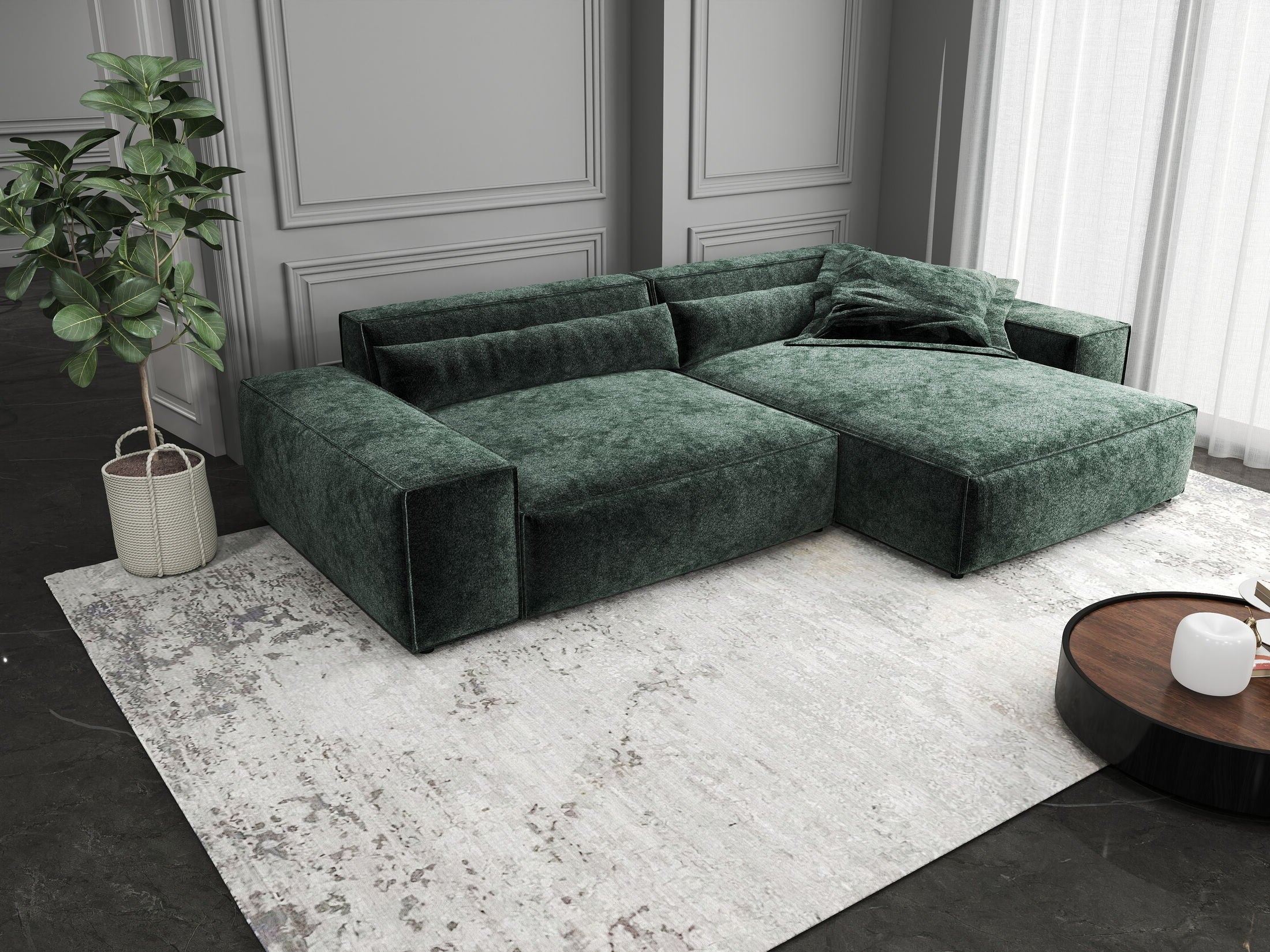 Colțar dumonde cu șezut confortabil din spumă HR, Marvelo Euphoria Verde 264x175 cm II