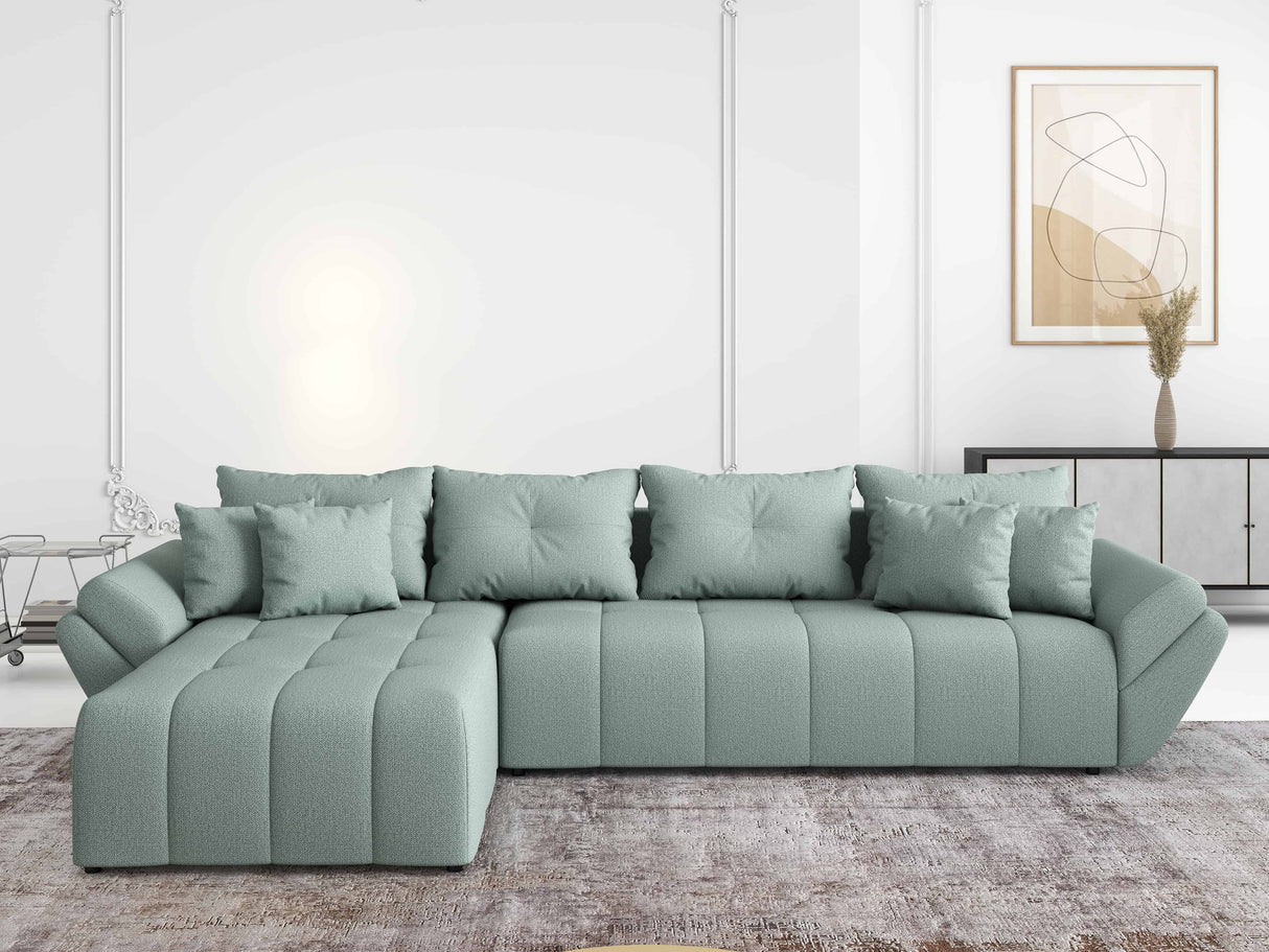 Colțar extensibil dumonde cu ladă de depozitare si sezut confortabil din spuma HR, Berlin XL Enjoy Lux Mint 350x185 cm Fabrica