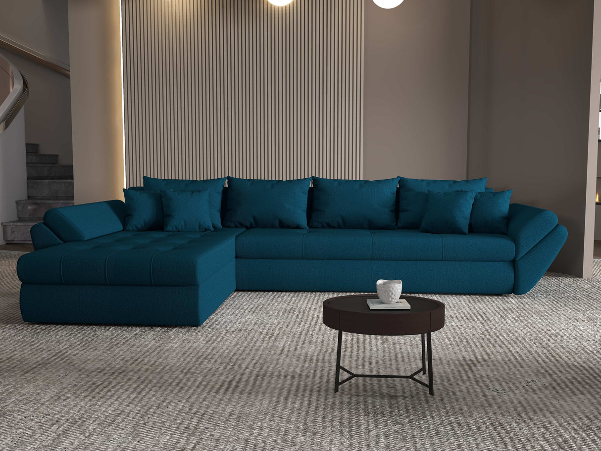Colțar extensibil dumonde cu ladă de depozitare si sezut confortabil din spuma HR, Loana XL Enjoy Verde Petrol 335x185 cm Fabrica
