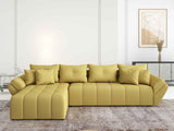 Colțar extensibil dumonde cu ladă de depozitare si sezut confortabil din spuma HR, Berlin XL Enjoy Lux Melon 350x185 cm Fabrica