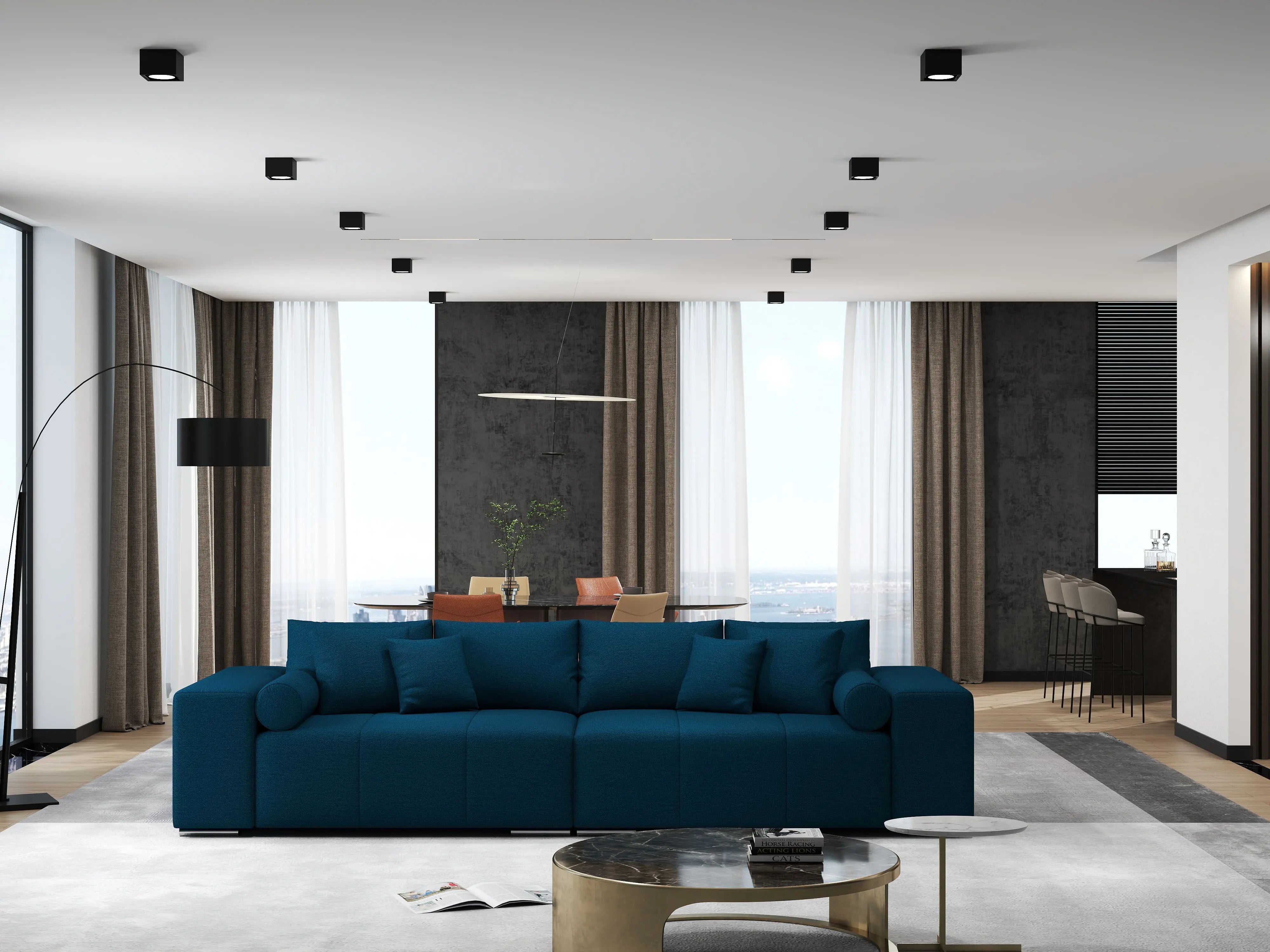 Canapea extensibilă dumonde cu ladă de depozitare si sezut confortabil din spuma HR, Marbela Verde Petrol XXL 295x100 cm Fabrica