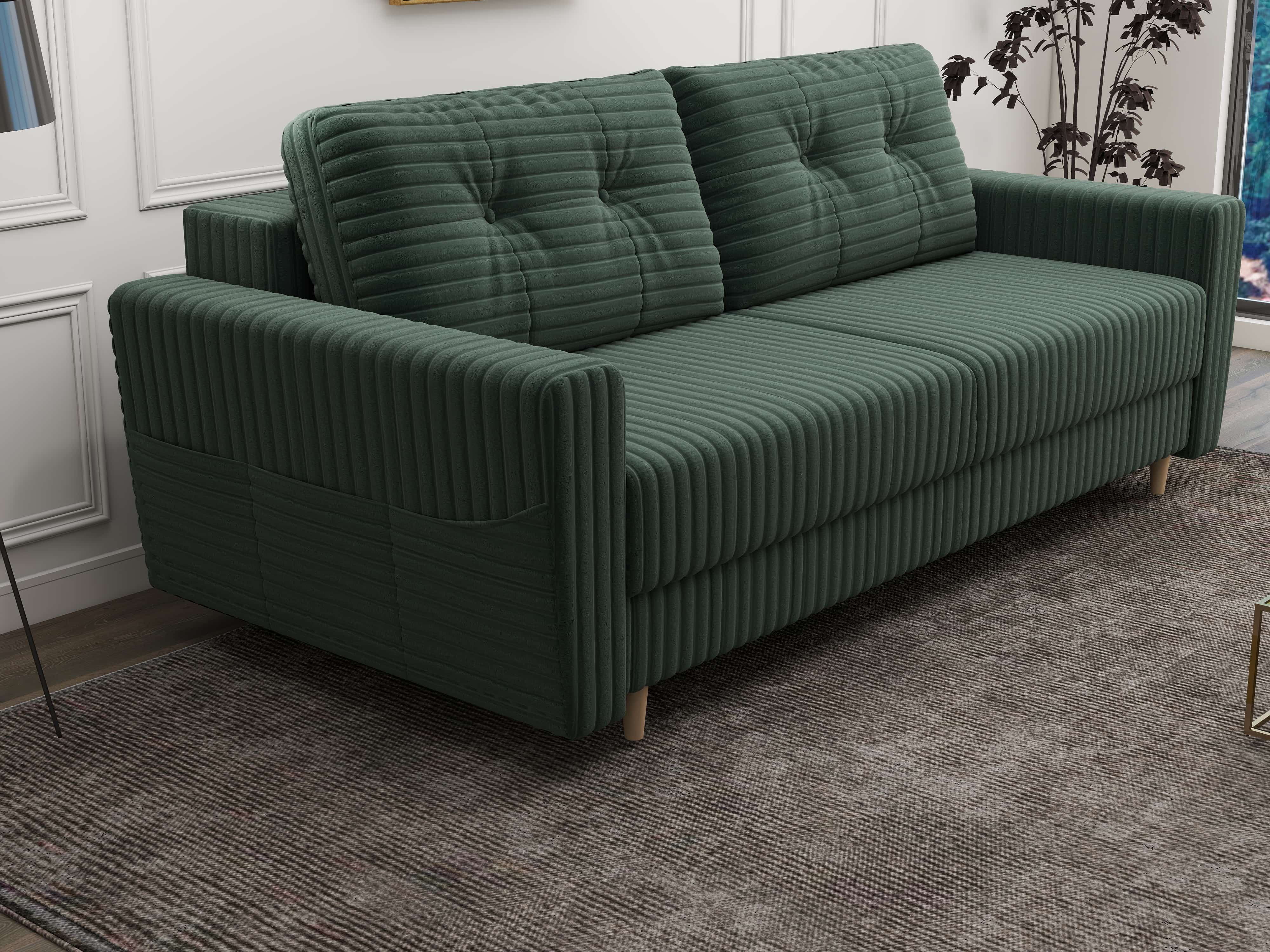 Canapea extensibilă dumonde cu ladă de depozitare si sezut confortabil din spuma HR, Summer Ambience Verde 225x100 cm