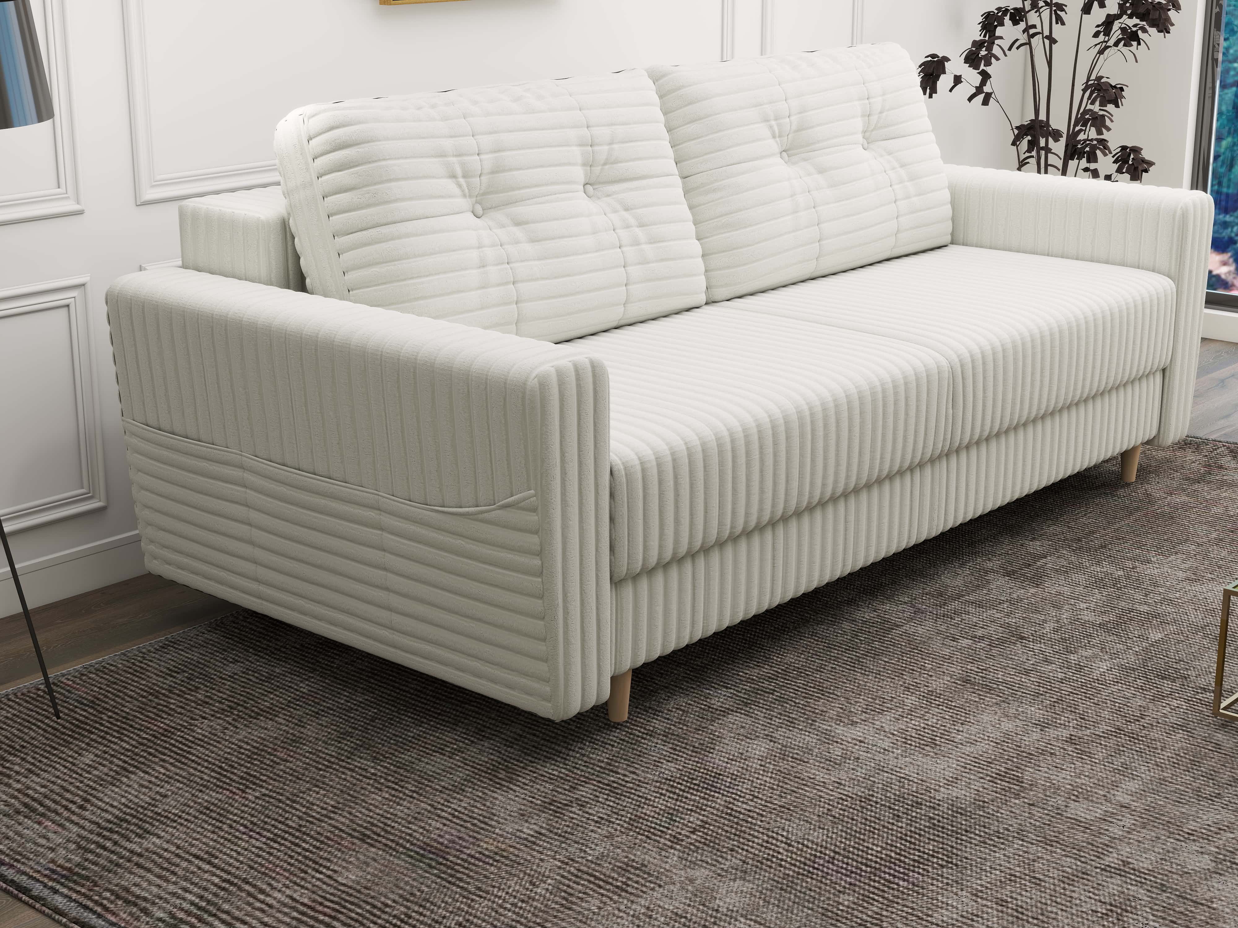 Canapea extensibilă dumonde cu ladă de depozitare si sezut confortabil din spuma HR, Summer Ambience Alb 225x100 cm